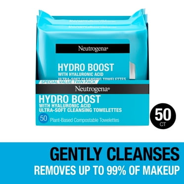 Neutrogena HydroBoost Makeup Remover Face Wipes and Cleansing Towelettes, 25 Count, 2 Pack