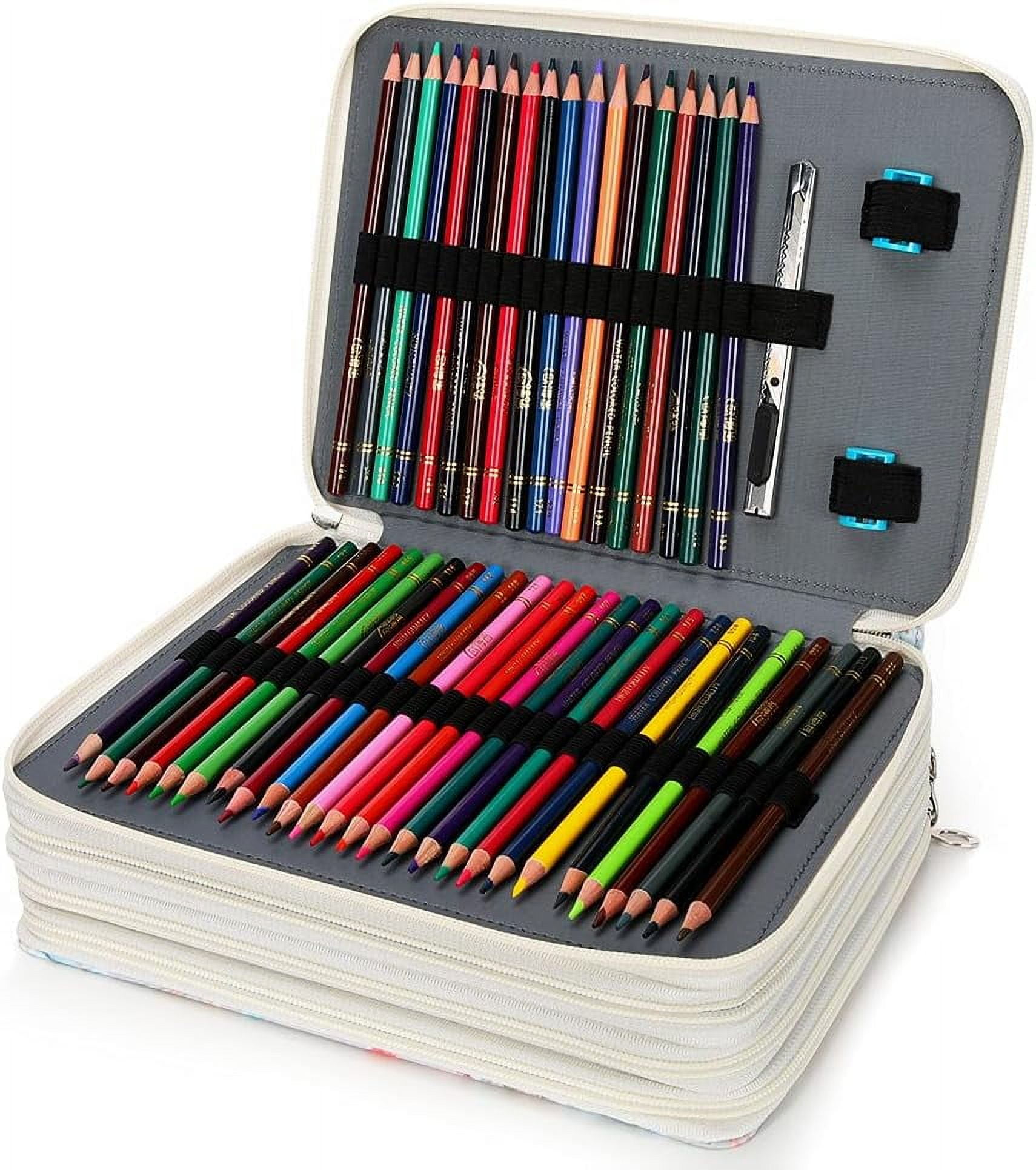 200 Slots Colored Pencil Case - Pencil Organizer with Zipper Closure Canvas Large Capacity Pencil Case for Watercolor Pens Markers
