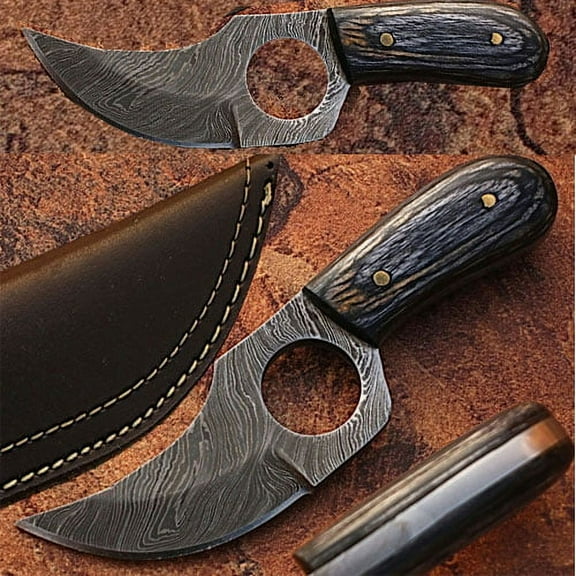 Handmade Damascus Steel Skinner Knife w/ Paka Wodo Handle