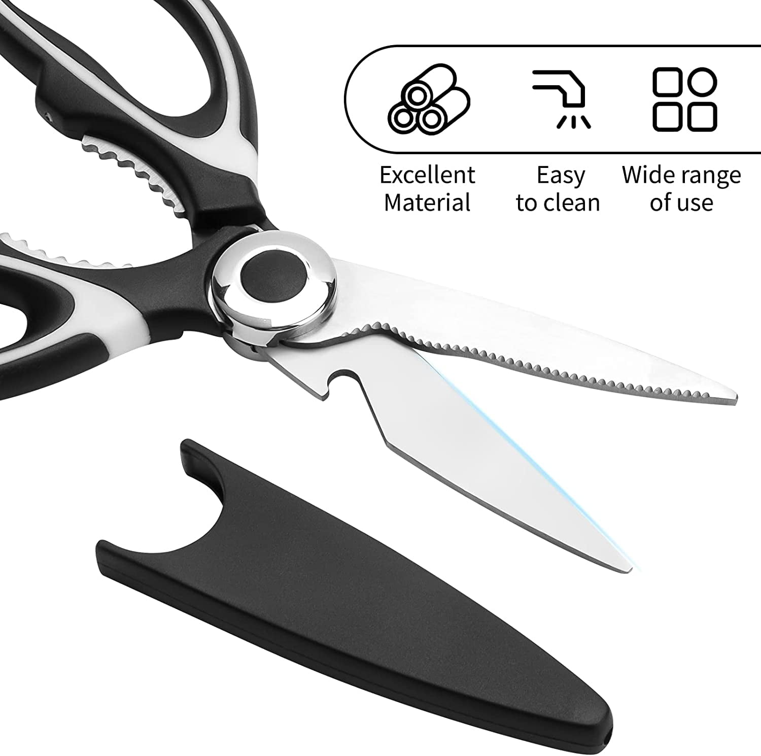 McHome MHS11 Kitchen Scissors, 2-Pack Heavy Duty Kitchen Shears, Stainless  Steel Meat Cutting Scissors, Sharp Cooking Scissors for Chicken, Seafood