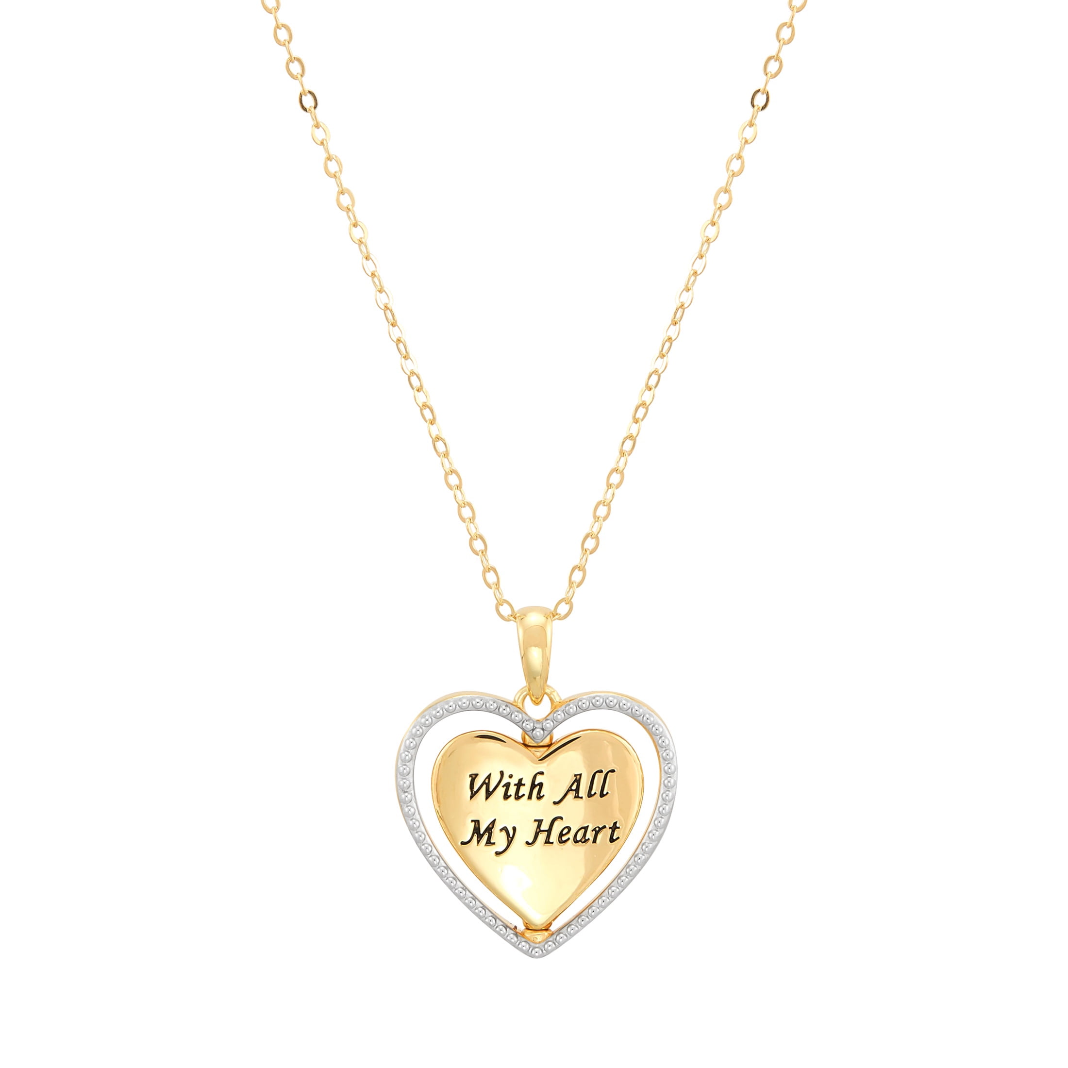 Brilliance Fine Jewelry Women's Sterling Silver 14KT Gold Plated Spinning "Mom" Heart Pendant Necklace, 20"