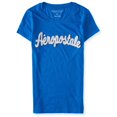 thumbnail image 1 of Aeropostale - Playera adornada con texto para mujer, azul, pequeña Aeropostale Camiseta adornada, 1 of 2