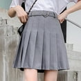thumbnail image 6 of Elainilye Fashion Pleated Skirt Fancy High-Waist Slim Elastic Casual Pleated Frilly Skirt,Gray, 6 of 7