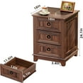 thumbnail image 6 of 18" Farmhouse Nightstand, Side Table with 3 Large Drawers, Joaxswe Bedside End Table, Night Stand for Bedroom, Brown, 6 of 8