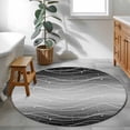 thumbnail image 3 of Black Gray Ombre Round Area Rug 3Ft Washable Small Circle Rugs for Kitchen Entryway, Modern Abstract Striped Polka Dots Non-Slip Carpet Floor Mats Indoor Outdoor Carpet Runner Aesthetic Home Decor, 3 of 8