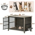 thumbnail image 5 of GIKPAL Dog Crate Furniture with Dual Rotating Bowls, Wooden Indoor Dog Kennel for Large Dogs, Sturdy Pet Crate Cage End Table, Brown, 5 of 7