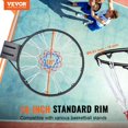 thumbnail image 4 of Basketball Rim, Wall Door Mounted Basketball Hoop, Heavy Duty Basketball Flex Rim Goal Replacement with Net and Double Spring, Standard 18" Indoor Outdoor Hanging Hoop for Adults, 4 of 9