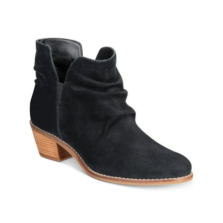 

COLE HAAN Womens Black Flex Gore V-Notch Cutouts Padded Slip Resistant Buckle Accent Alayna Round Toe Block Heel Suede Booties 6.5 B