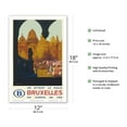 thumbnail image 2 of Brussels Belgium - Is Reached Best by Railway - The Grand Place - Vintage Travel Poster by Frank H. Mason c.1930 - Master Art Print (Unframed) 12in x 18in, 2 of 4