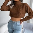 thumbnail image 4 of Duoif Sweaters for Women Trendy Women's Long Sleeved Floral Knitted Soft Pullover Short Sweater Women's Sweaters Womens Tops Brown L, 4 of 5