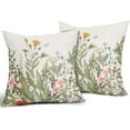 thumbnail image 2 of Spring Summer Pillow Covers Set of 2 16x16 Inch Sage Green Leaves Plant Couch Pillow Cases with Blue Butterfly Floral Design for Farmhouse Home Decor Perfect for Room Bedroom Outdoor Porch Patio Cu, 2 of 6