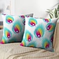 thumbnail image 3 of LALILO Throw Pillow Covers Animal Tile Feathers Birds Trendy Blue Cushion Cover 18" x 18", 2 Pack, 3 of 6