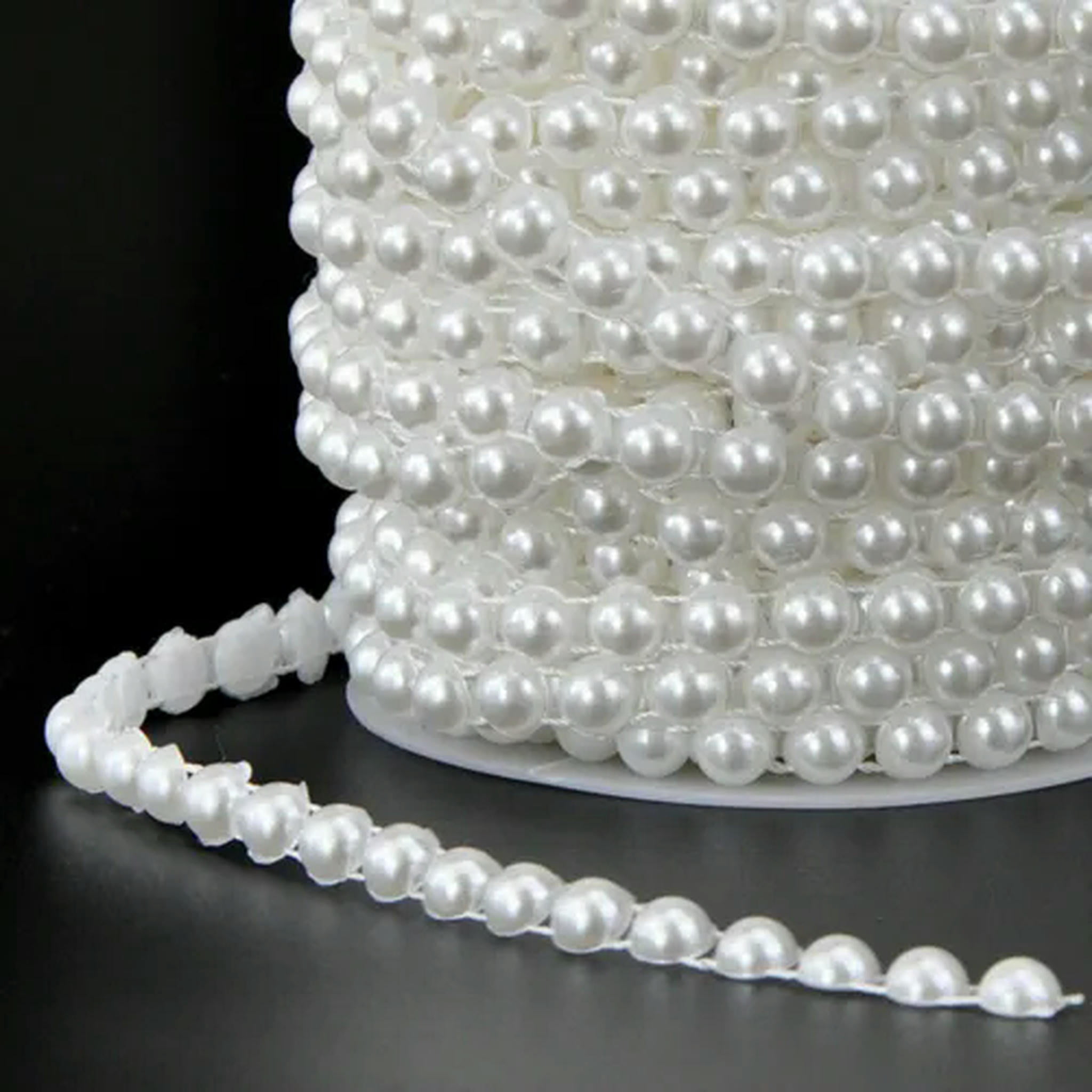 U8MO 18 Meters Acrylic Flatback Pearl Bead 12mm Chain Garland Trims Wedding Bouquet-Ivory