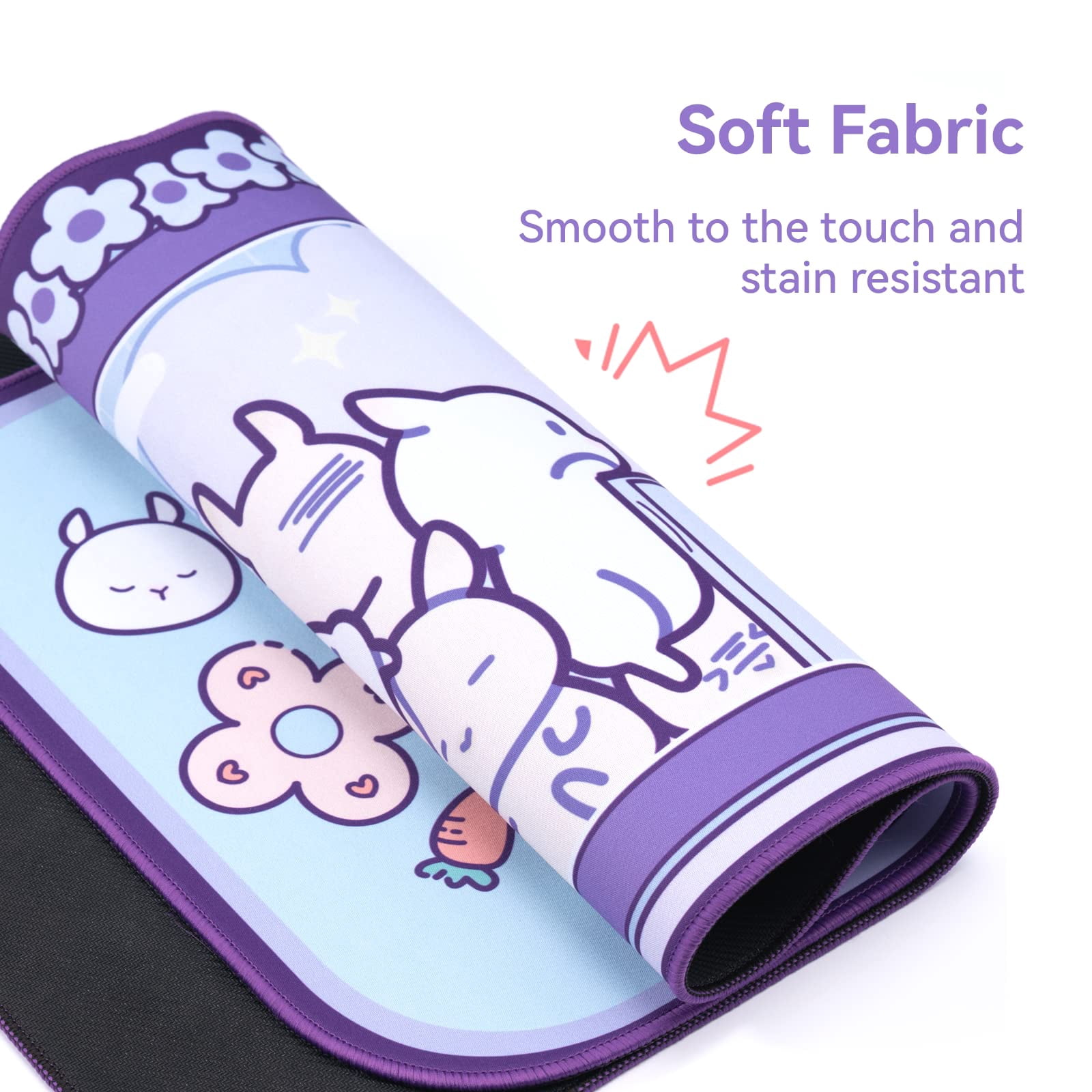 GeekShare Cute Bunny Mouse Pad Non-Slip Rubber Desk Mat for Keyboard and Mouse for Gaming,Working