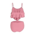 thumbnail image 5 of BLTIBY Tankini Swimsuits for Women Two Piece Bathing Suits Ladies Ruffle Solid Color Tank Top with Shorts Strappy Back Sets Swimdress Swimsuit Pink XXL, 5 of 5