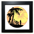 thumbnail image 1 of Coconut Tree Beach Flower Illustration Black Square Frame Picture Wall Tabletop, 1 of 3