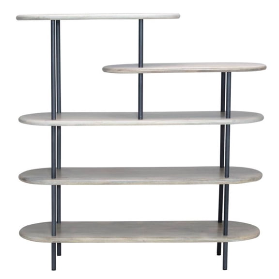 Griffith 5 Tier Open Solid Wood Bookshelf white-washed finished color