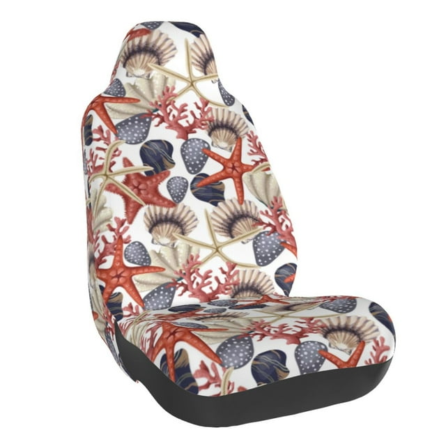 Wukai Starfish Shell Full Set Car Seat Covers with Soft Padding Universal Auto Front Seats Protector and Cushion Mat