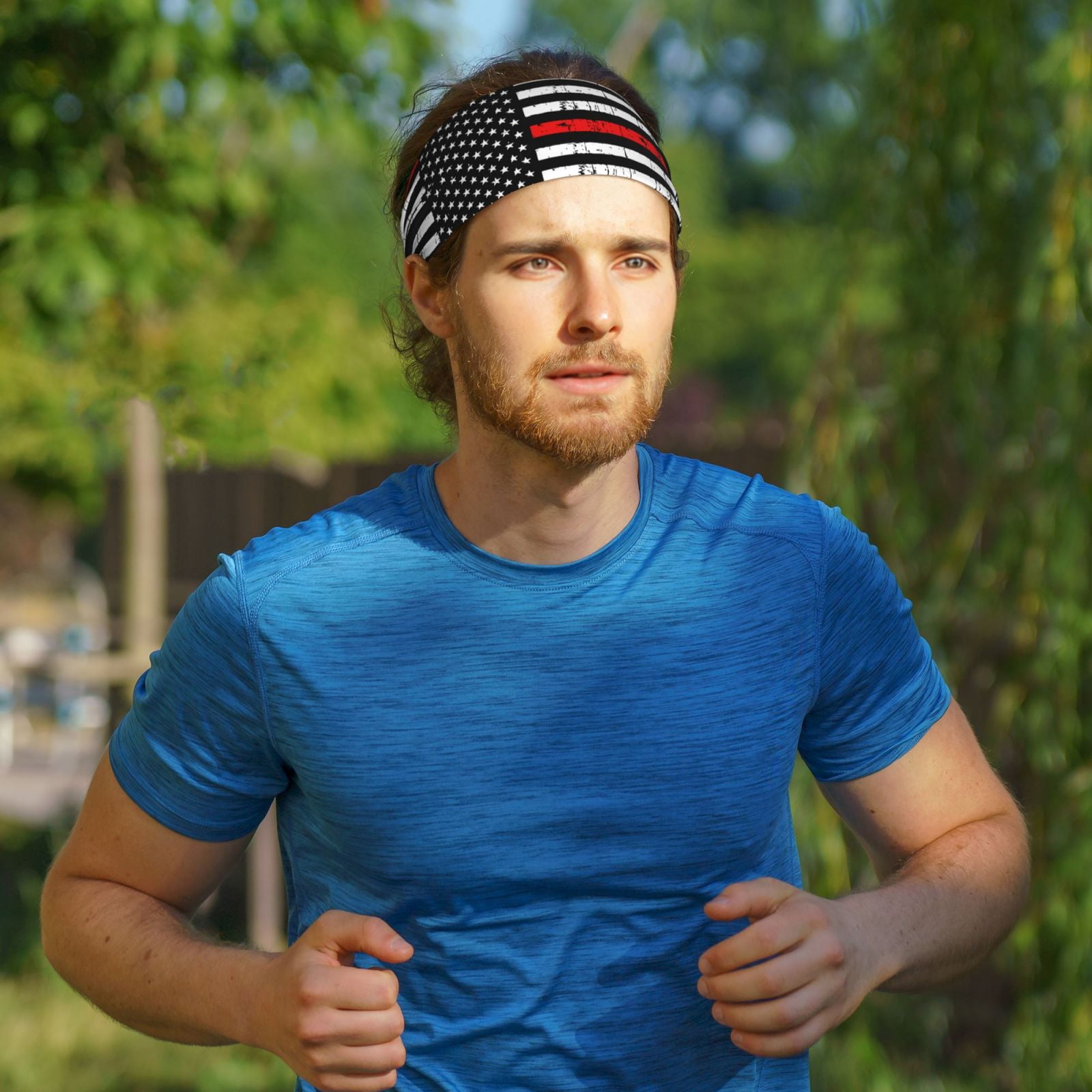 Unisex Red Line Flag Sweatband Sports Headband For Running  display picture 1