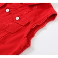 thumbnail image 4 of XINQIHANG Women's Ripped Lapel Collar Button Up Sleeveless Frayed Denim Vest Jacket, 4 of 7