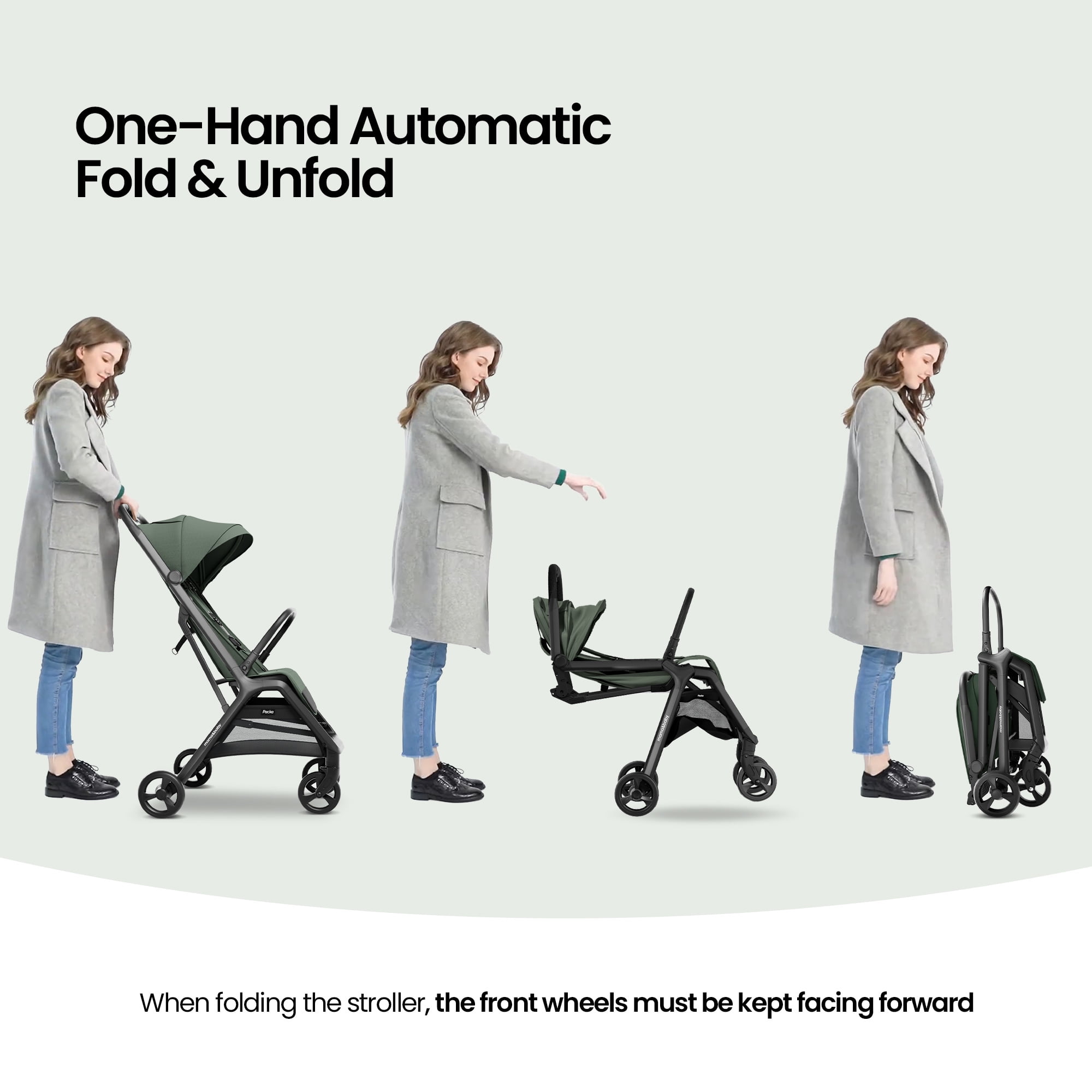 MAMA & BABY Packa Travel Stroller with One-Hand Automatic Folding, Ultra-Compact, Black, 18.3LB, Unisex