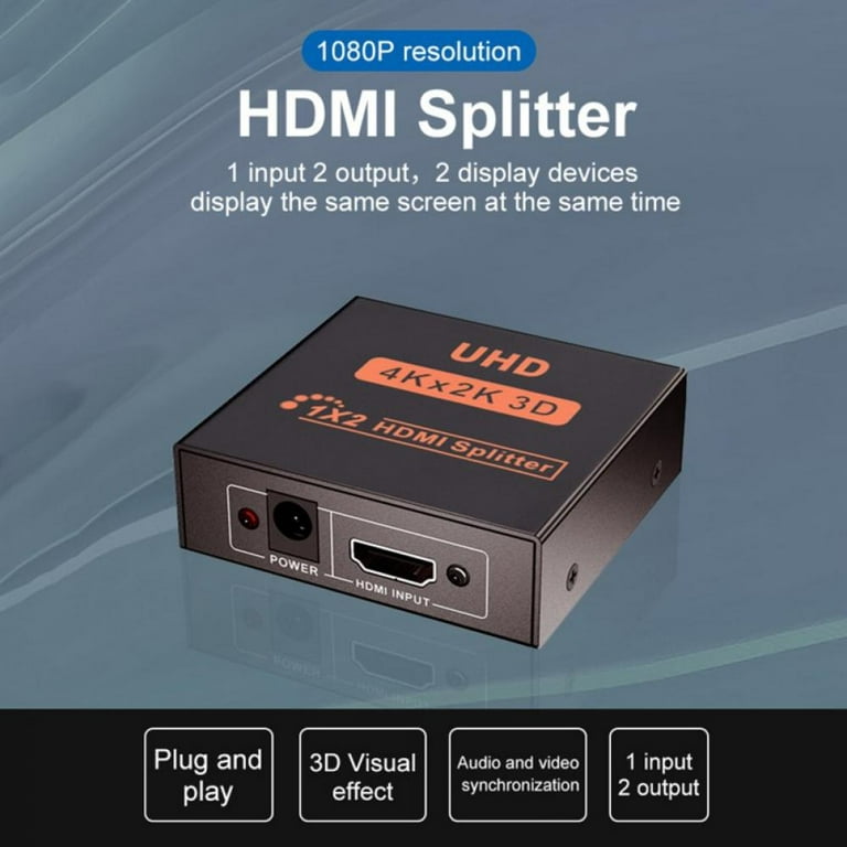 1x2 3D HDMI Switch (1 Entrée 2 Sorties) - Splitter HDMI Répartiteur  (Blu-Ray Player, PS3 PS4, Xbox 360 / One HD, etc) vers 2 HD Displays EU  prise - Accessoire Audio