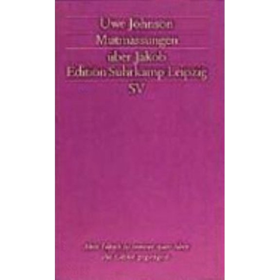 Pre-Owned Mutmassungen ber Jakob. (Paperback) 3518118188 9783518118184