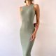 thumbnail image 5 of 2024 nuevo liso básico Vintage sin mangas acanalado ceñido al cuerpo vestido de punto de verano para mujer Casual Sexy ajustado a la cadera vestido Midi para mujer, 5 of 5