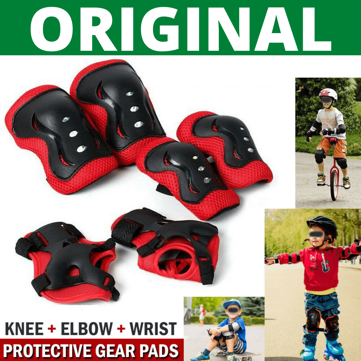 6 Pack Knee & Elbow Pads for Kids Youth Children Guards Protective Gear