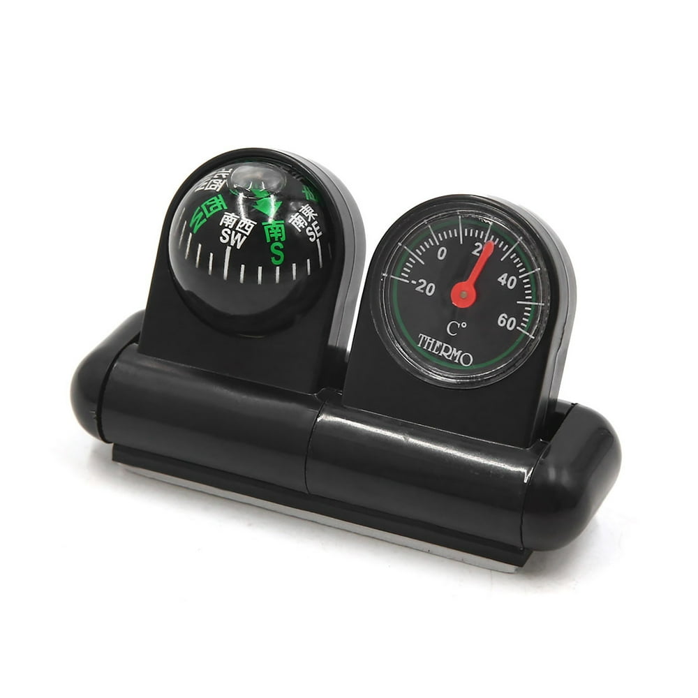 Compass Thermometer Ball Dashboard Navigation Black Plastic for Car