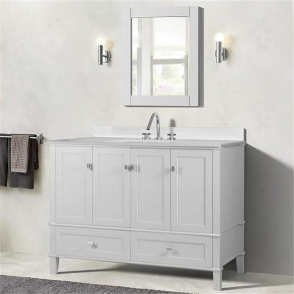 Bellaterra Home 800631-49S-WH 49 in. Single Vanity with Quartz Top, White