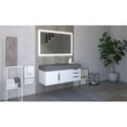 thumbnail image 5 of Amazon 48" White Wood Floating Vanity with Gray Top and Chrome Trim, 5 of 8