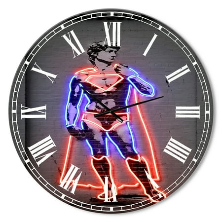 Designart 'David Michelangelo Superman' Oversized Modern Wall Clock