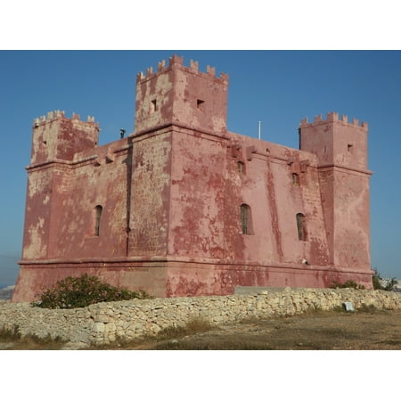 LAMINATED POSTER Masonry Defense Red Tower Castle Malta Fortress Poster Print 24 x