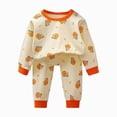 thumbnail image 6 of NOLDARES Toddler Boys Casual Fall Set 2 Piece Long Sleeve Print Pattern Pullover Tee Elastic Waist Joggers Soft Warm Outfits Clothes Size:6-12 M,Orange, 6 of 6
