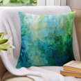 thumbnail image 3 of Pillow Covers 18x18 Set of 2, Blue Green Throw Pillow Covers Decorative Couch Cushion Cover, Modern Oil Painted Abstract Artistic Microfiber Soft Square Pillowcases for Bedroom Living Room Sofa, 3 of 9
