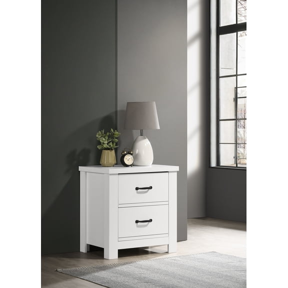 Wooden Nightstands Cassini 21.5" White 2-Drawer Nightstand Bedside Table,Nightstands With Drawers