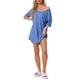 thumbnail image 2 of Camisón de noche para mujer INSPIRE CHIC, camiseta de cuello en V, camisón cómodo y holgado, talla M, color azul, 2 of 6