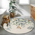 thumbnail image 4 of Area Rug 48in, Vintage Marine Life Starfish Shell Floor Carpet Living Room Rug, Eucalyptus Leaves on Linen Non-Slip Welcome Mat Indoor Rugs for Bedroom Dining Room, 4 of 9