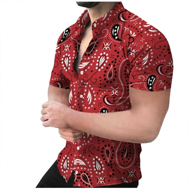 Camisa de playa hawaiana para hombre Camisa bohemia de verano Pompotops oipoqjl46511