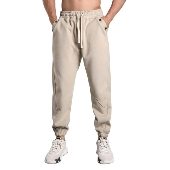 PMUYBHF Male Mens Sweatpants With Zipper Pockets Grey Mens Autumn and Winter Sports Pants Loose Running Fitness Nine Point Pants Breathable Sports Ttraining Pants Casual Pants Sweatpants