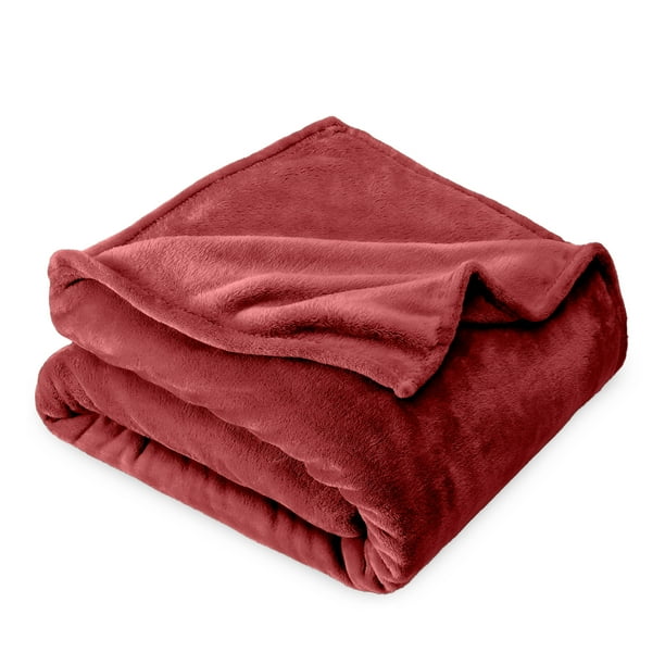 Bare Home Microplush Fleece Blanket Ultra Soft Cozy Fuzzy Warm King Rosewood