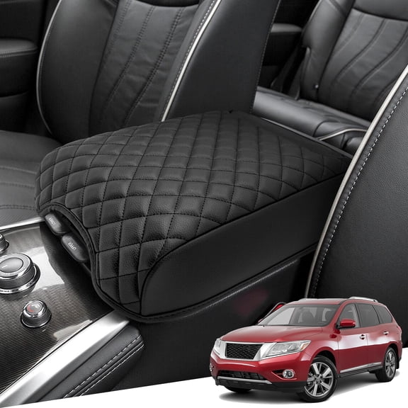 KBH Center Console Cover for 2013-2020 Infiniti QX60 JX35 & Nissan Pathfinder, Leather Arm Rest Cover Cushion Pad for Car Interior Accessories