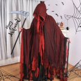 thumbnail image 2 of 2pcs/set, Halloween Cloak Costume with Ghost-headed Sickle, Womens Halloween Hooded Cloak Black Cape with Hood Unisex Vampire Cape Costume, Halloween Costumes, Party Accessory, 2 of 8