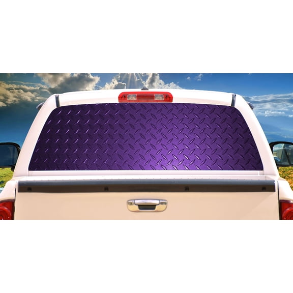 PURPLE DIAMOND PLATE Rear Window Graphic back truck decal suv car