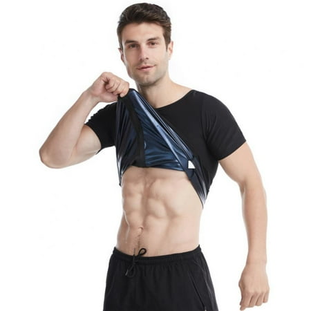 

Final Clearance! Men S Zipper Fitness Corset Short Sleeve Sauna Sweat Vest Body Shaper Cincher Corset T-Shirts Big Size