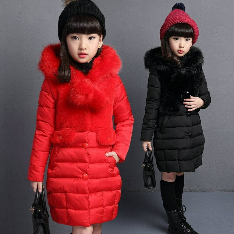 8-15 Kids Cotton Padded Thick Woolen Dress Jacket Girls Winter Cute Red  Long Coat Teenager Girls Fashion Outerwear 14 Clothes - Jackets & Coats -  AliExpress