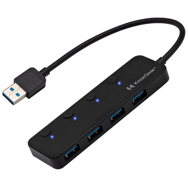 Hub USB 3.0 con puerto Knox Gear 4 para ordenador portátil Mac, PC, PS4, Xbox