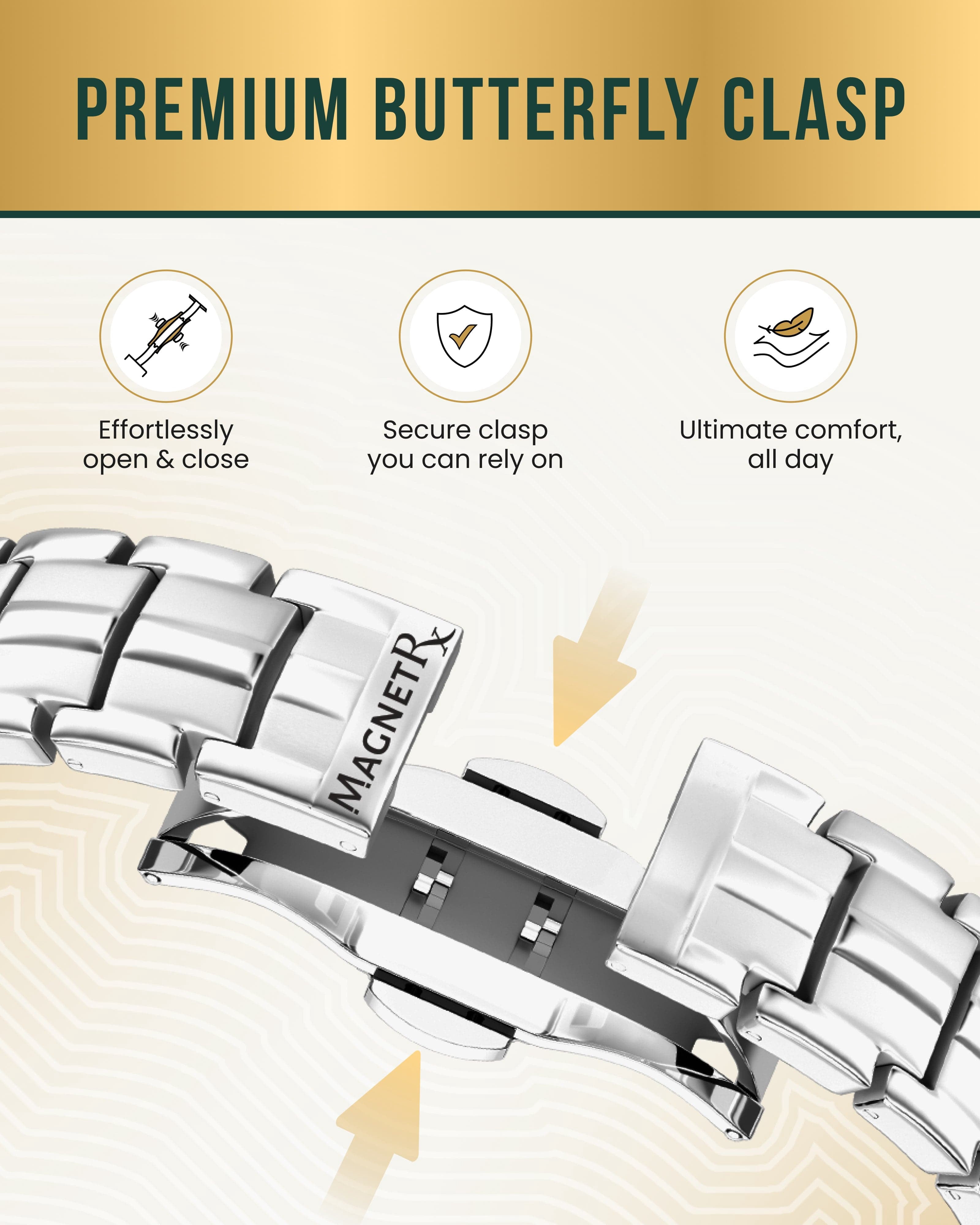 MagnetRX® Magnetic Bracelets for Men - EllipseMAX 5X Strength 5,000 Gauss Magnets - Premium Titanium Mens Magnetic Bracelet & Adjustable Length (Silver)