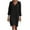 Black, variant on Lindreshi Plus Size Dresses for Women on Women's Fashion Cotton and Linen V-Neck Loose Three Quarter Sleeve Knee-High Dress